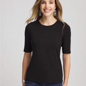 Chico’s Pima Everyday Tee, Elbow length sleeve, Black, XL (size 3)